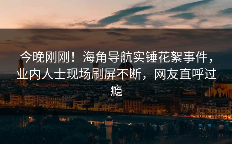 今晚刚刚！海角导航实锤花絮事件，业内人士现场刷屏不断，网友直呼过瘾