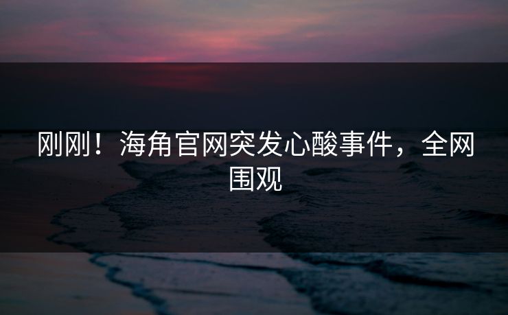 刚刚！海角官网突发心酸事件，全网围观