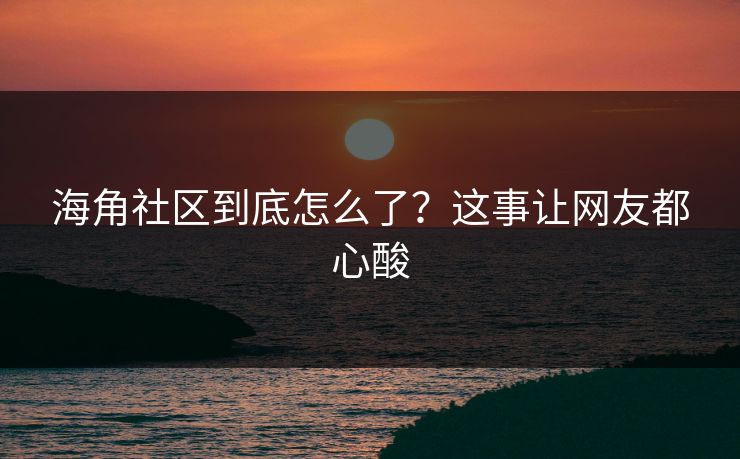 海角社区到底怎么了？这事让网友都心酸