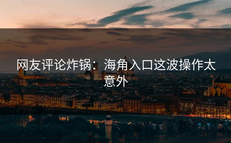 网友评论炸锅：海角入口这波操作太意外