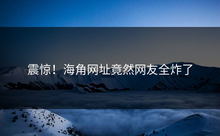 震惊！海角网址竟然网友全炸了
