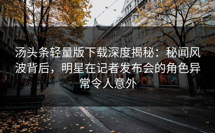 汤头条轻量版下载深度揭秘：秘闻风波背后，明星在记者发布会的角色异常令人意外