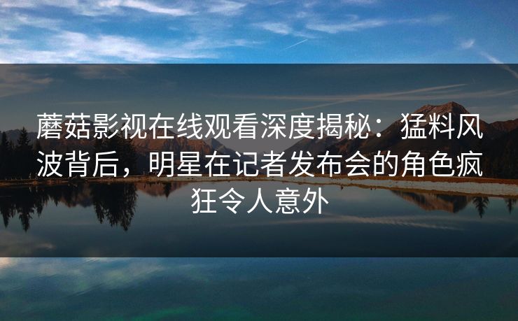 蘑菇影视在线观看深度揭秘：猛料风波背后，明星在记者发布会的角色疯狂令人意外
