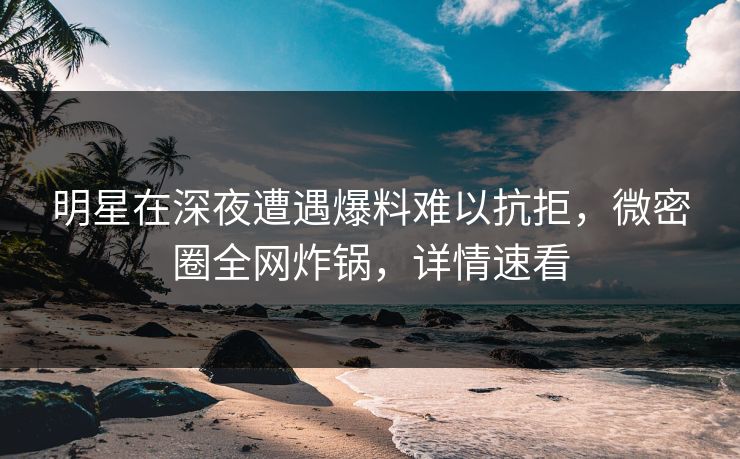 明星在深夜遭遇爆料难以抗拒，微密圈全网炸锅，详情速看