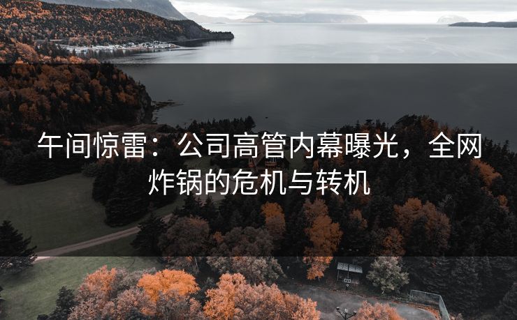 午间惊雷：公司高管内幕曝光，全网炸锅的危机与转机