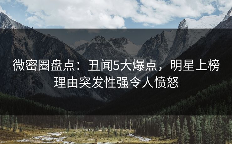微密圈盘点：丑闻5大爆点，明星上榜理由突发性强令人愤怒