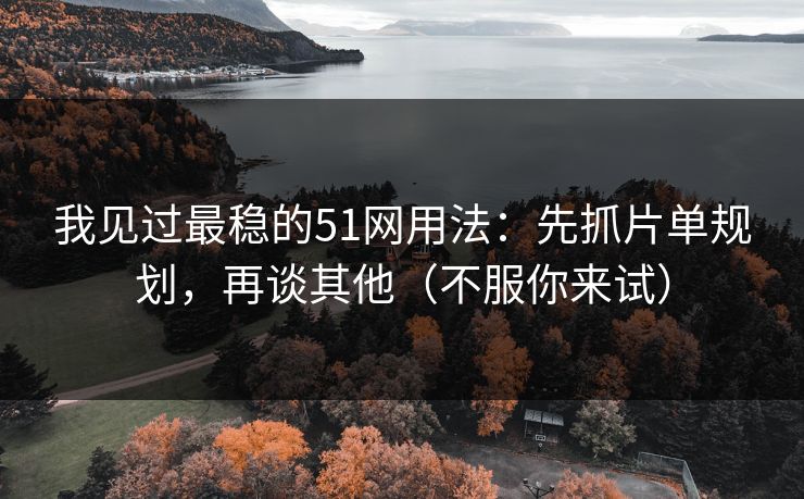 我见过最稳的51网用法：先抓片单规划，再谈其他（不服你来试）